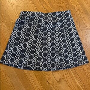 LOFT Navy and White Patterned Mini Skirt -XL